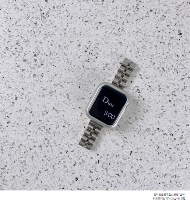 니니샵 애플워치 9 8 7 SE SE2 호환 원라인 슬림 메탈 스트랩, 1개, 실버