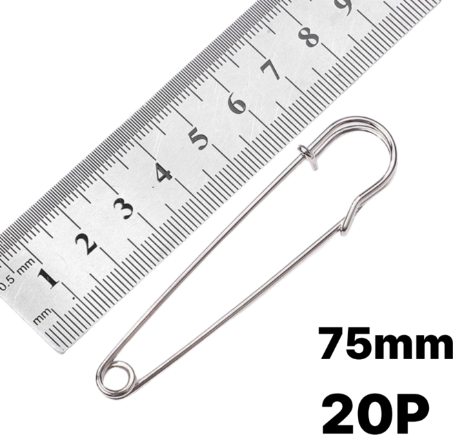 BLUNIZ 침구 이불 고정 의류장식용 대형 옷핀 75mm 20p, 20개, 실버