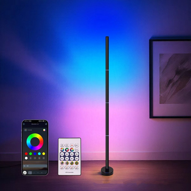 RGB幻彩落地燈 氛圍燈 音樂律動拾音燈 電競裝飾燈 房間氣氛燈 墻角燈, 遙控款+手機控制