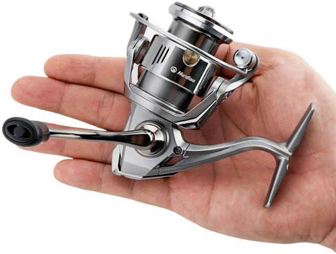 Huidiao 146g 미니 스피닝릴 울트라라이트 낚시릴 역회전 방지 스위치 없음 4+1BB 베어링 마이크로 낚시용, 실버, AP500V