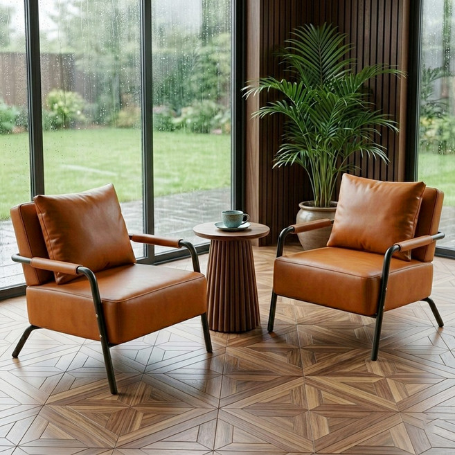 하루꿈 2인용 소파 빈티지 거실 사무실 인테리어 아쿠아텍스 쇼파, 65CM