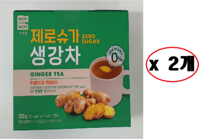 녹차원 제로슈가 생강차, 2개, 20개입, 15g