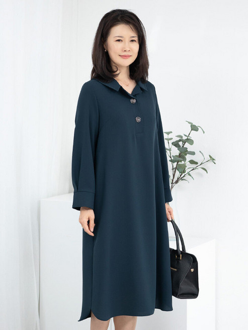 모슬린 엄마옷 카라 반오픈 정장원피스 515FGH348 마담/중년여성/빅사이즈/50대/60대