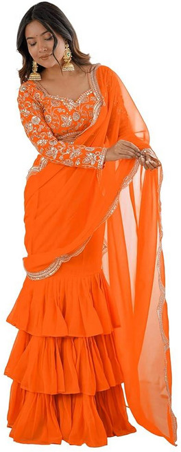 FASHION BAZAR 365 Festival Wear Fancy Fabric Sequence Work Indo Western Saree 215 Multicolor, FASHION BAZAR 365 Festival Wea