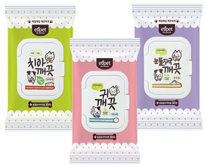 [2개묶음]에티펫 세정 물티슈 반려동물용, 2개, 0ml, 치카치카 치아 깨끗