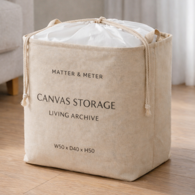매터앤미터 이불 정리함 특대형 패브릭 리빙박스 옷 정리 수납함 세트, 1개, 오트밀