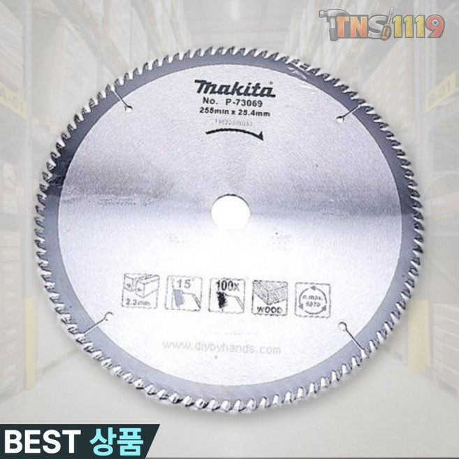 티엔에스 마끼다 원형톱날 P-73069 10in 100날 목재용 절단날