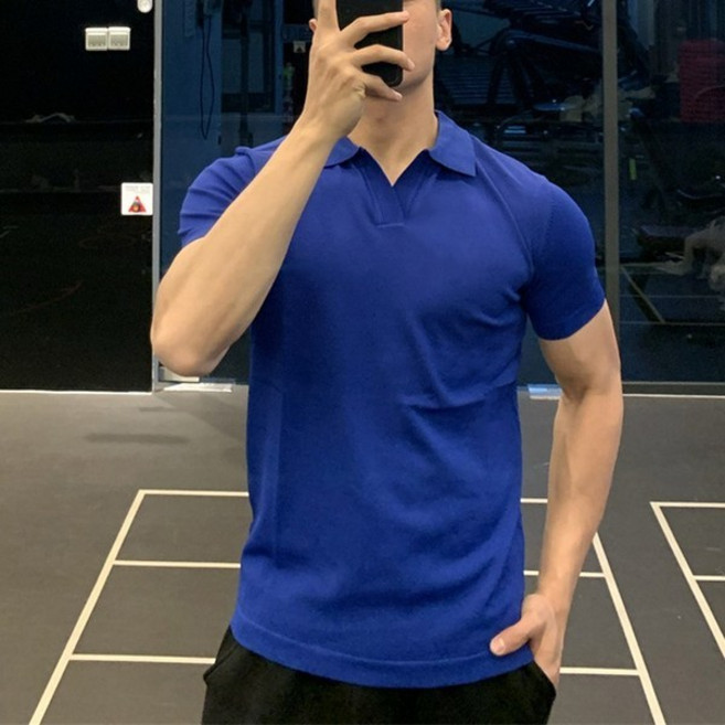 여름 남자 시원한 베이직 데일리 머슬핏 카라 반팔 니트티 소프트 폴로 니트티셔츠 6color