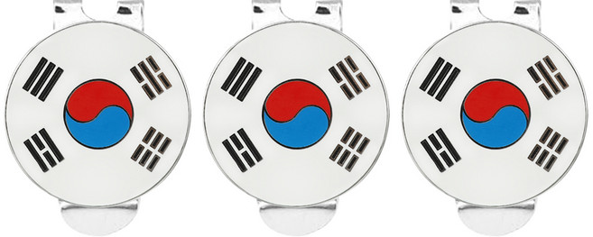 국가대표 태극기 자석 볼마커 3p, 화이트, 3개