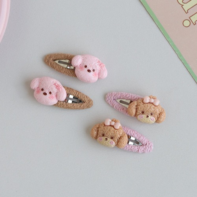 유아 강아지 똑딱핀 2개 한쌍