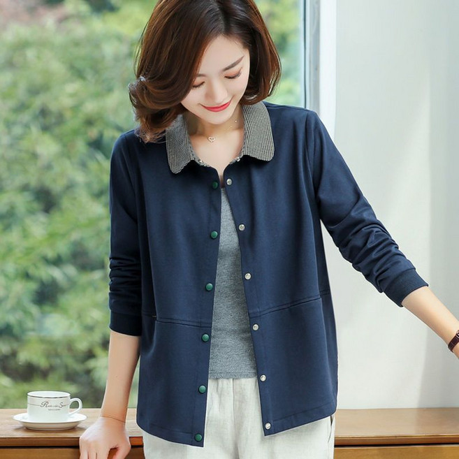 메인워크 중년여성 빅사이즈 카라넥 자켓 봄가을 엄마옷 얇은 코트 하객룩 폴로넥 간절기 데일리 프리미엄 잠바 상의