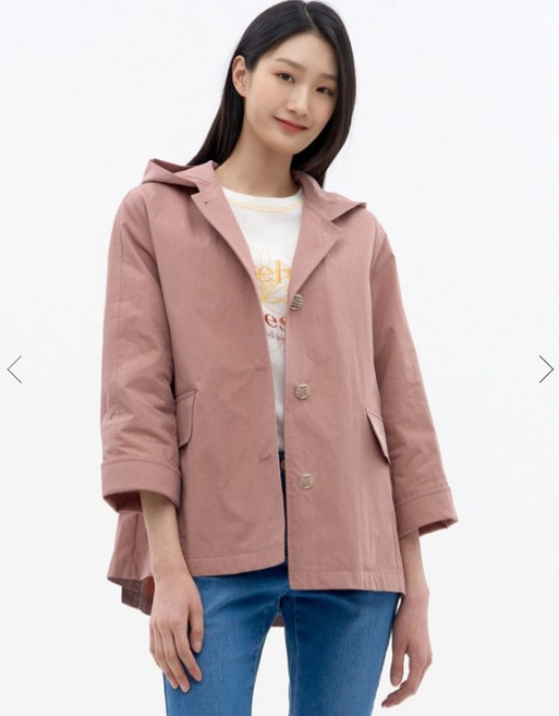[지센] 기간한정 여성 장식 단추 후드 숏 코트 LCCAN226 색상2종