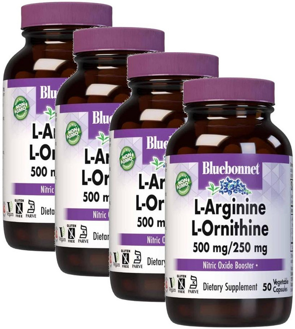 블루보넷 엘-아르기닌 500mg/L-오르니틴 250mg Bluebonnet L-Arginine L-Orinithine, 4개, 50정