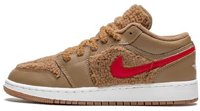 Air Jordan 1 Low 泰迪熊 絨毛 運動鞋 DO2233-264, 1個, (下單後請注意商品諮詢訊息)