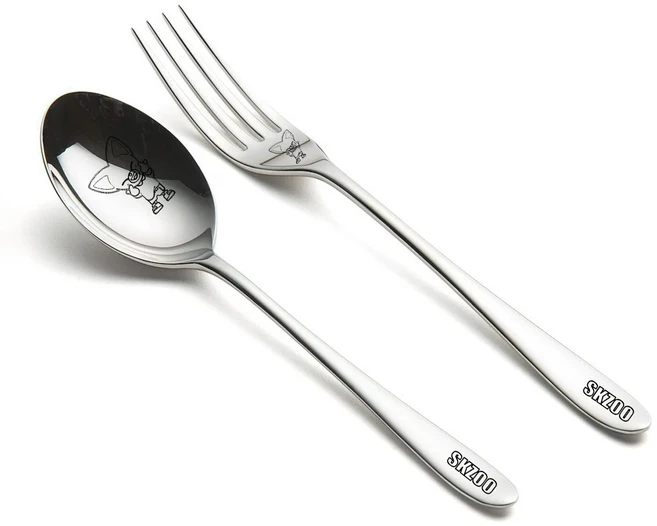 SKZOO 식기류 스테인리스 스틸 포크 가정용 식사용 라운드 디저트 미러 글로스 304, 01 spoon 1pc, 08 fox