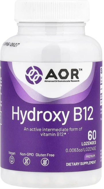 AOR 하이드록시 B12 Hydroxy B12 1mg 비타민B12 하이드록소코발라민 사탕정제 60정, 1개 - 쿠팡