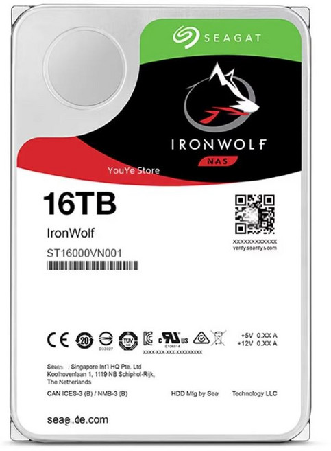 Seagate iron wolf 16TB 내부 7200 RPM35 인치 ST16000VN001 내부 하드 드라이브