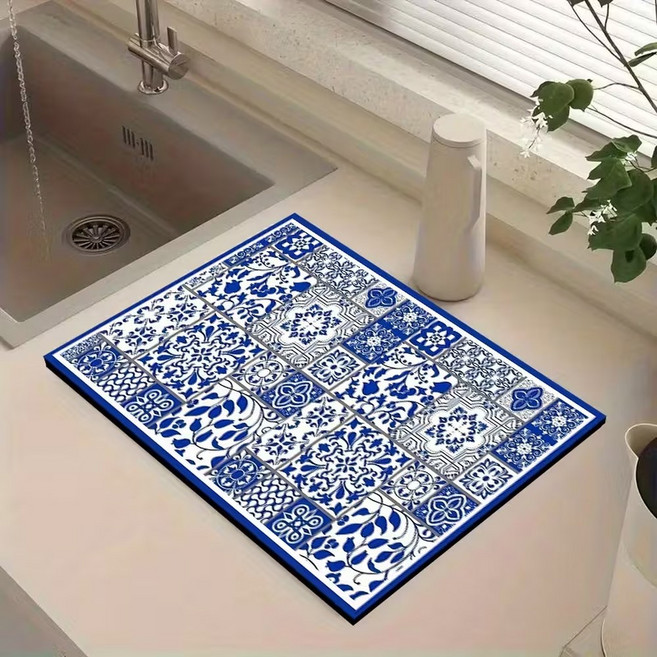 식기 건조 매트 커피 머신 주방 배수 접시 흡수 건조기 장식, 50x80cm mud, 1