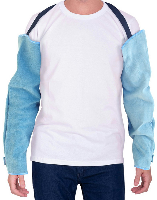 코윅 용접보호구 용접팔토시 끈부착 어깨연결 어깨토시 긴팔토시 우피 소가죽 작업용팔토시, 1개