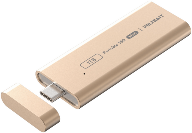 POLYBATT 外接式固態硬碟 高速1000MB/s讀寫 輕巧磁吸蓋 512GB 金色, 金色(磁吸蓋）,單入