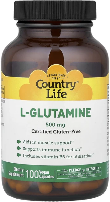 컨트리라이프 L 글루타민 캡슐 500mg 100 비건, 100정, 5개 - 쿠팡
