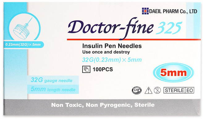 대일제약 닥터파인 인슐린 펜니들 멸균주사침 0.23 x 5 mm, 1개, 100개입