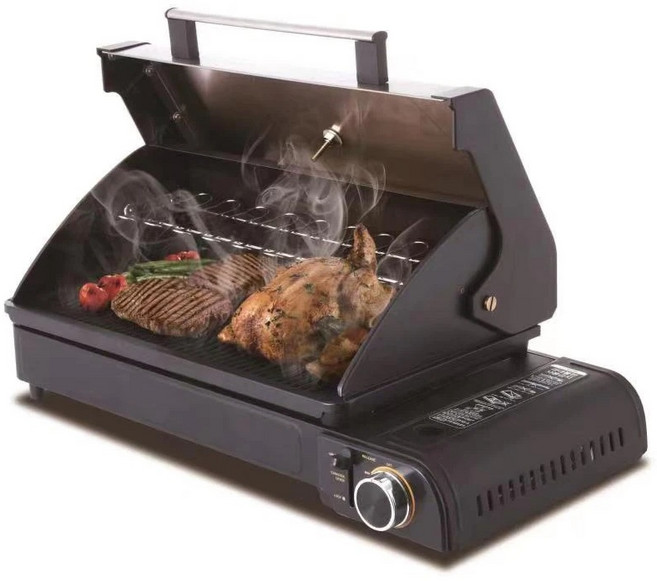 캠핑용 휴대용 가스 바베큐 그릴 스토브, 검정색