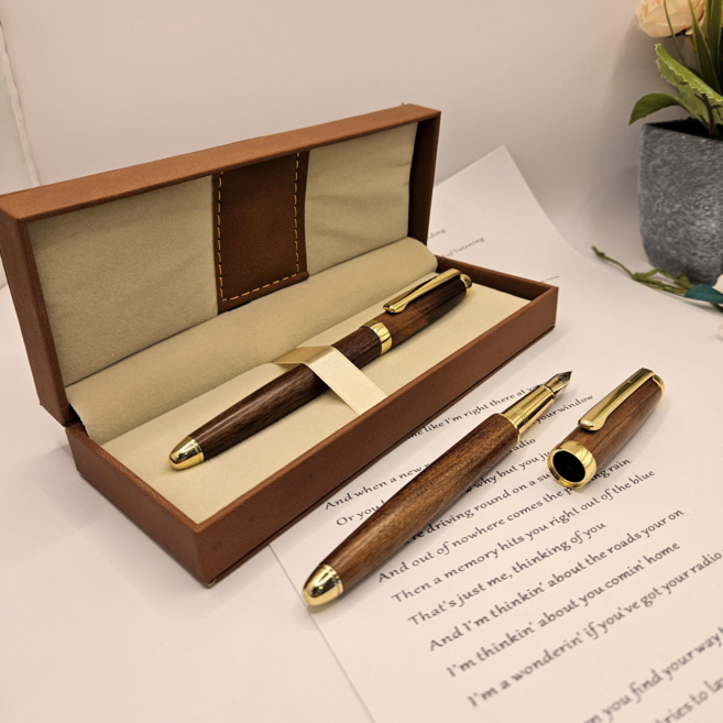 그루나무공방 [무료각인] 그라시아 수제 각인 우드금장 만년필 EF닙 / 어버이날 스승의날 선물, 만년필+고급가죽케이스