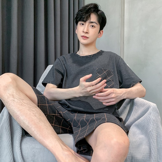 男款夏季短袖短褲睡衣套裝