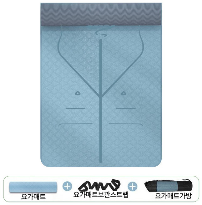 코믈리 센터라인 요가매트세트, 스카이블루