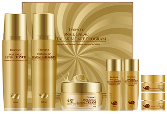 디오프러스 스네일 갈락 리바이탈 스킨케어 프로그램 5종 세트 (토너 130ml 에멀전 130ml 크림 50g 슬리핑 팩 10g 아이크림 10g) + 폼 클렌져 100 g, 1세트