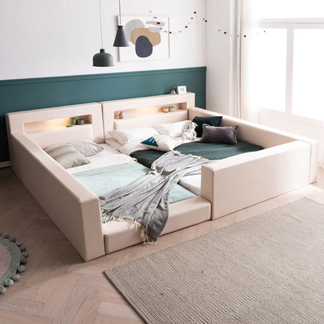 삼익가구 코지 벙커형 패밀리 침대 프레임 + 라텍스 독립스프링 매트리스SS + 라텍스 독립스프링 매트리스Q 세트방문설치, 아이보리