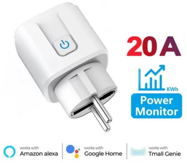 AI 원격 제어 스마트 플러그 콘센트 타이머 콘센트 모니터링 플러그 미니 WI-FI 투야 EU 전력 타이밍 음성 알렉사 구글 와이파이 20A, 01 20A Power Monitor, 1개