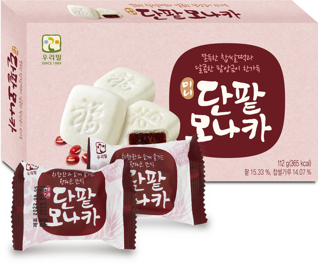 우리밀 미니 단팥 모나카, 1개, 112g