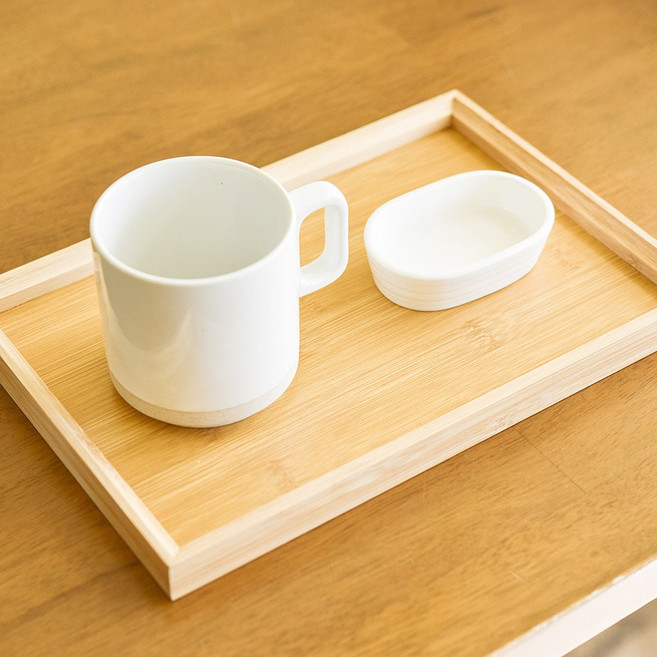 앙플러스 감성 우드 쟁반 원목 트레이, 네추럴브라운, 1개