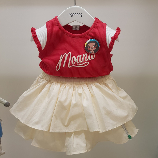아가방 40% 여름 베이비페어 디즈니베이비 모아나~ 치마 좋아하는 공주님 유아 상하세트 컬러뿅 민소매 티셔츠 치마 반바지가 예술이예용 유아 상하복! 멋진 여름 외출복