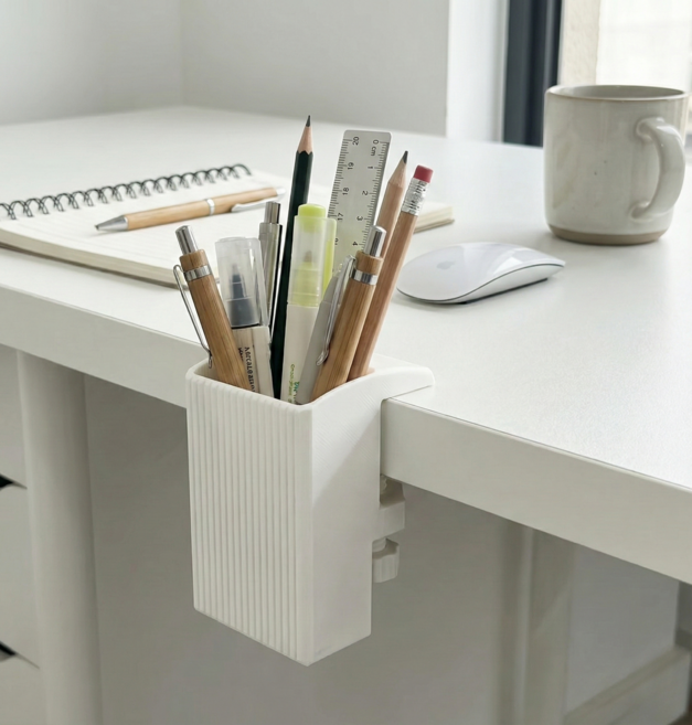 강력고정 데스크 사이드 클램프 펜 홀더 꽂이, 1개, 화이트