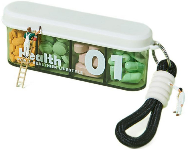 제이로이 휴대용 약통 이중 밀폐 알약 케이스 정리함, 화이트, 1개