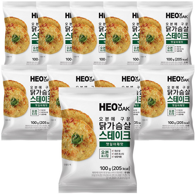 허닭 오븐에 구운 닭가슴살 스테이크 깻잎야채, 10개, 100g
