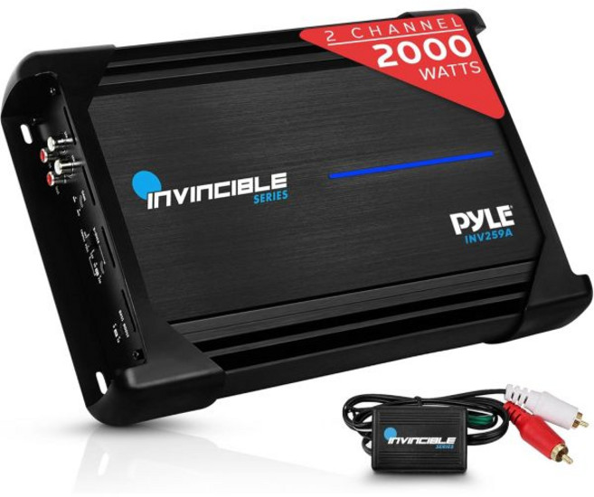 Pyle 2000W 12형 30.5cm Class AB MOSFET 앰프 인빈시블 시리즈 2채널 모노블록 카 오디오 고급 보호 회 고출력 PWM 전원 공급 장치