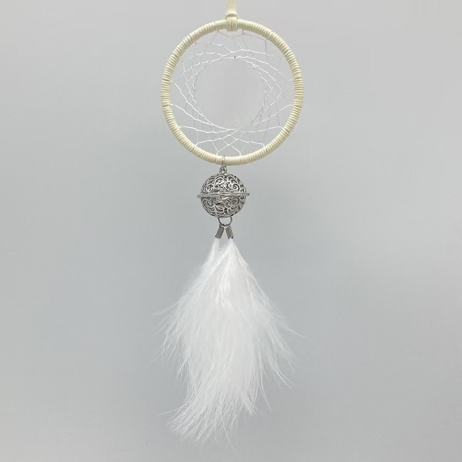 자동차 드림캐쳐 깃털 백미러 액세서리, 흰색