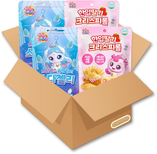 프린세스 캐치티니핑 한입 딸기 크리스피롤 40g + 캐치티니핑 젤리 50g 세트, 1세트, 90g, 한입 딸기 크리스피롤+소다젤리