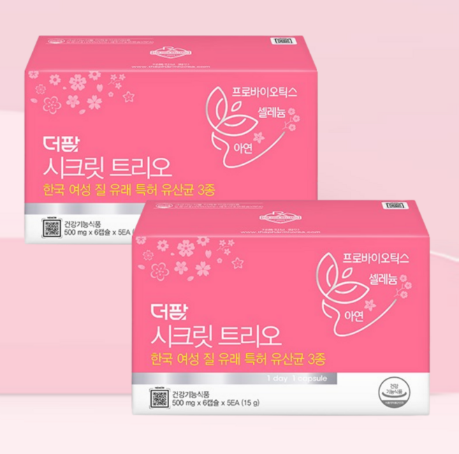 [약국정품] 더팜 시크릿 트리오 6캡슐 x 5EA 한국 여성 질 유래 유산균 CFU 20억 프로바이오틱스 아연 셀레늄 여성유산균, 2개, 30정