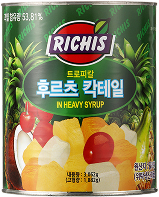 리치스 후르츠칵테일 통조림, 3.062kg, 1개