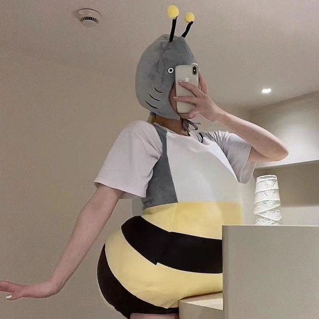 充氣裝 表演服裝 cosplay 角色扮演 演出道具 鯊魚小蜜蜂人偶服, 1個, 成人款中號（150cm-165cm）配帽