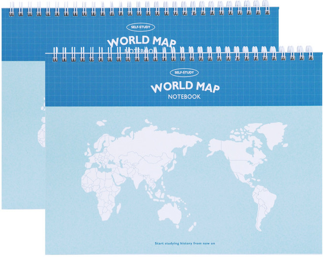 [2권SET] 인디고 혼자공부 지도 노트 (B5 한국사 세계사 모눈), 세계지도 블루, 2개