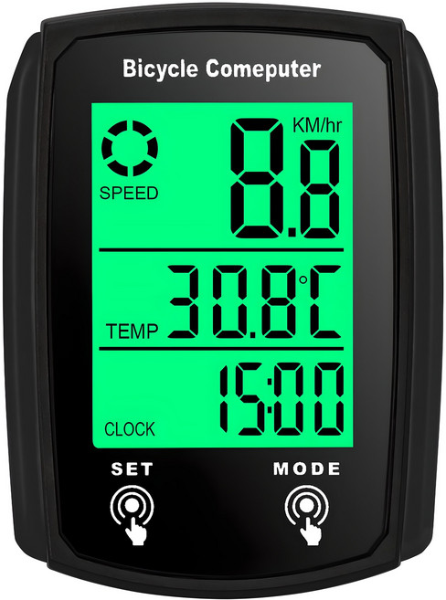 Allilio 올인원 GPS 자전거 속도계 생활방수 거리측정기 큰 대형 화면 자동 백라이트, 1개, 블랙