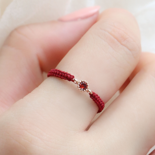 [블루알로] 여성 우정 커플 탄생석 매듭 실반지