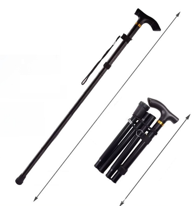 등산 스틱 여성 남성 초경량 등산스틱 휴대용 접이식 등산지팡이, 1개, 폴딩 블랙