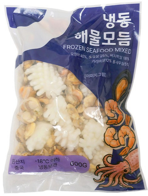 5가지 해물이 들어있는 깔끔 손질 해물모듬 해물모둠, 600g, 3개